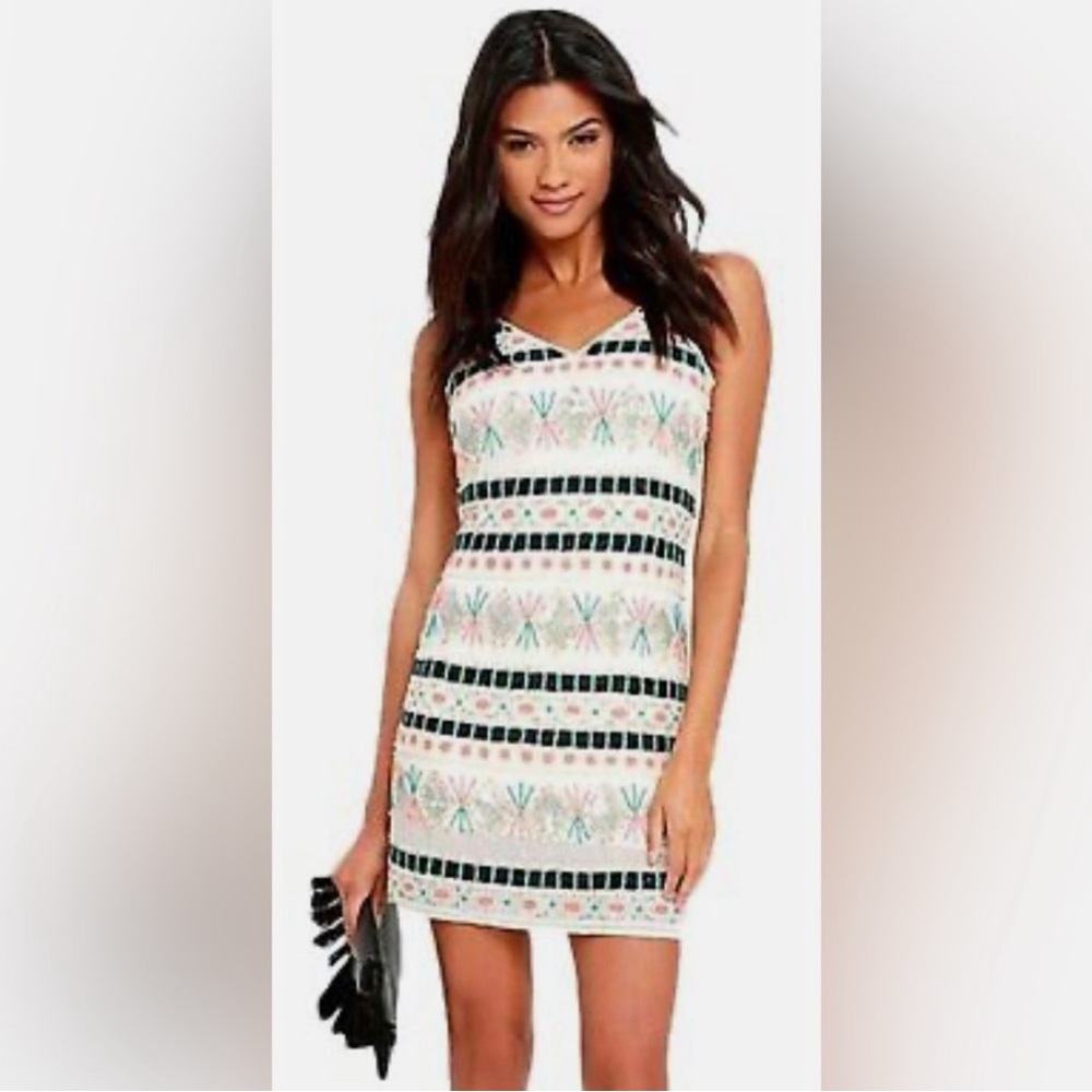 Raga x Revolve Silver Sun Tank Dress Multicolor Beaded Ivory Women's Size XS EUC